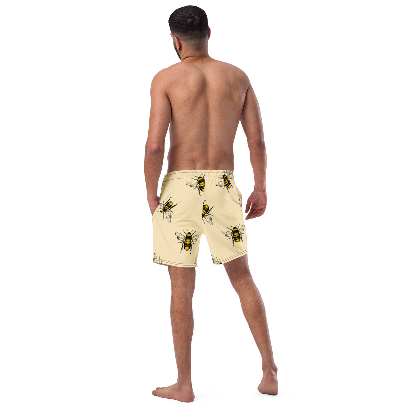 Water Bees Print Swim Trunks