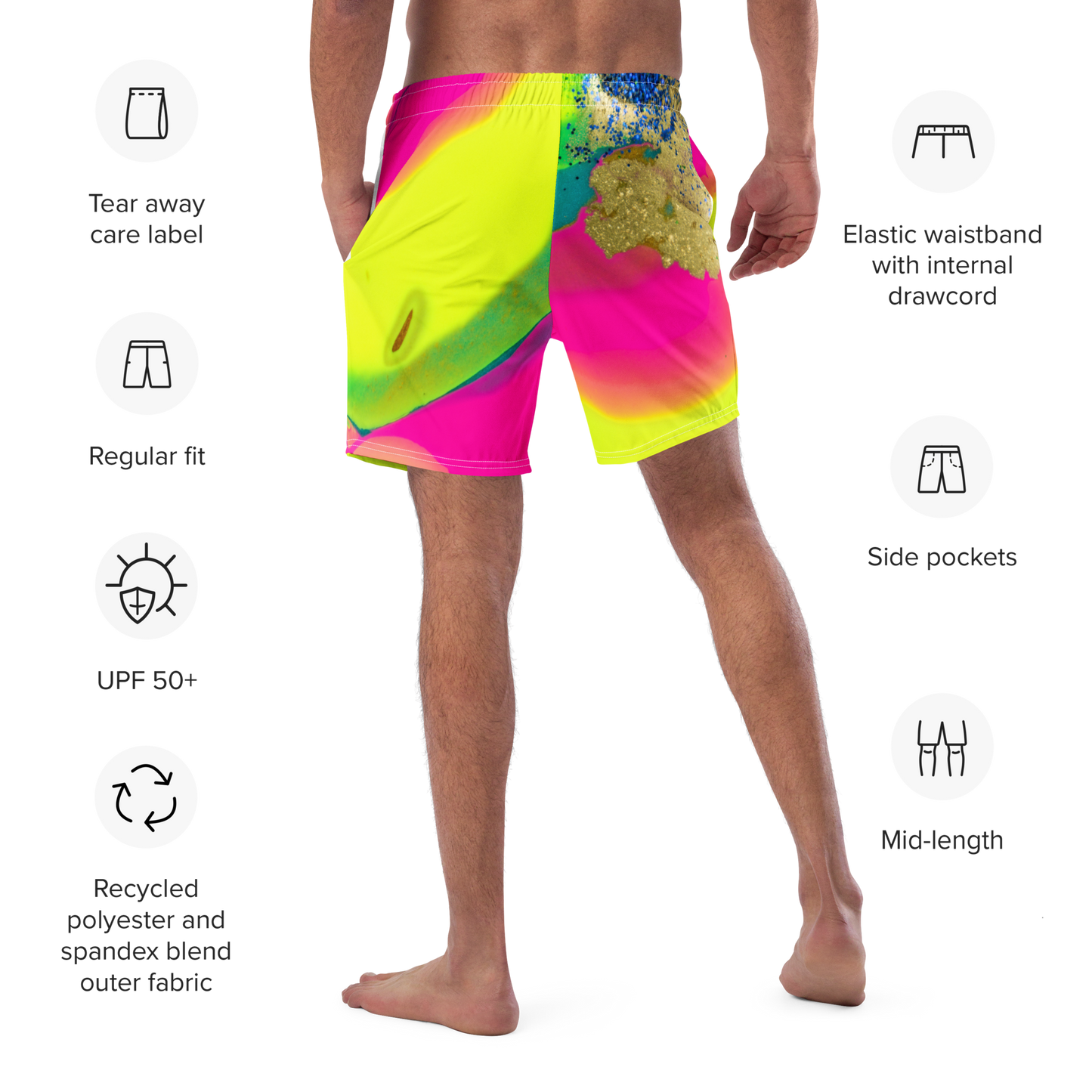 Glitterbomb Print Swim Trunks