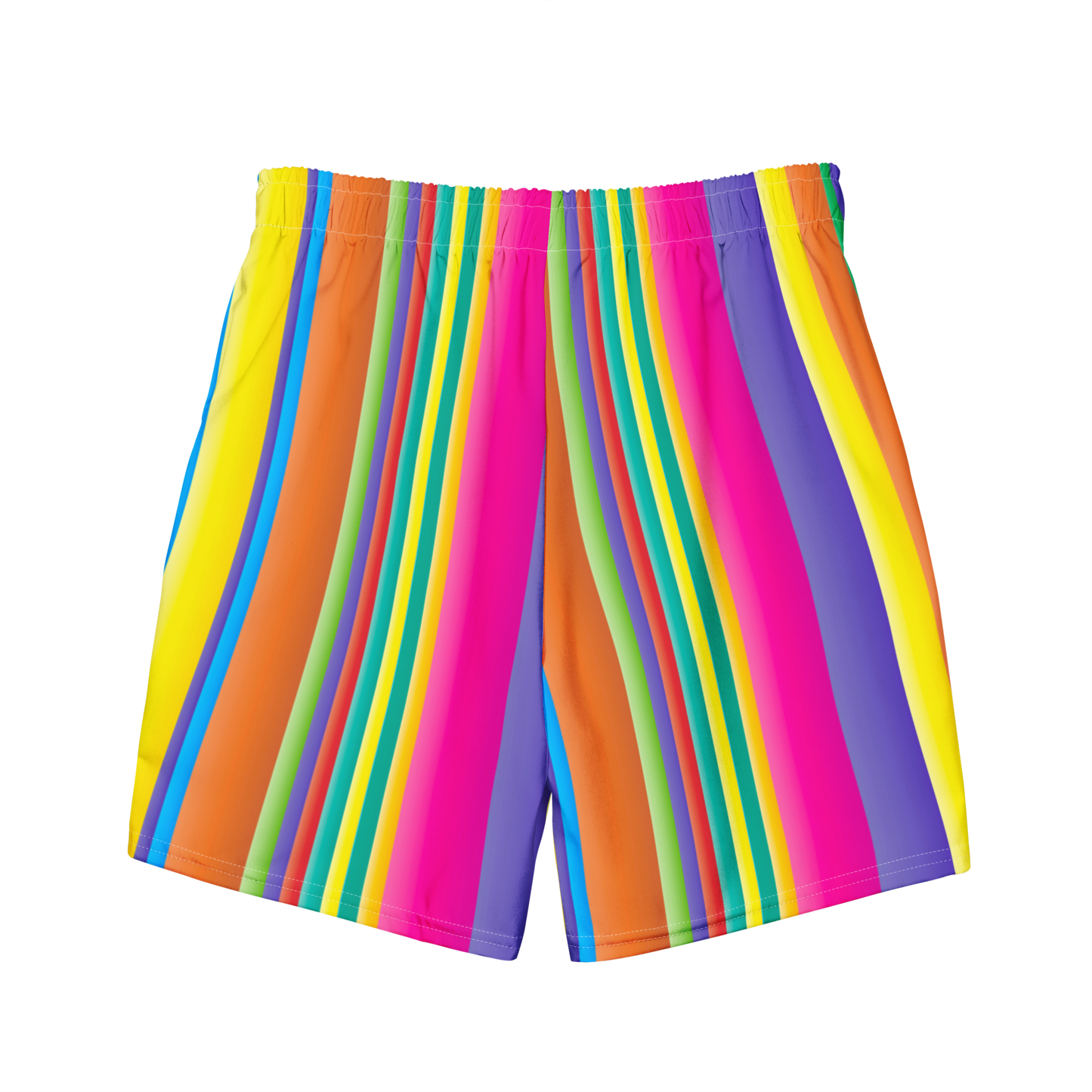 Retro Lines Print Recycled Swim Trunks