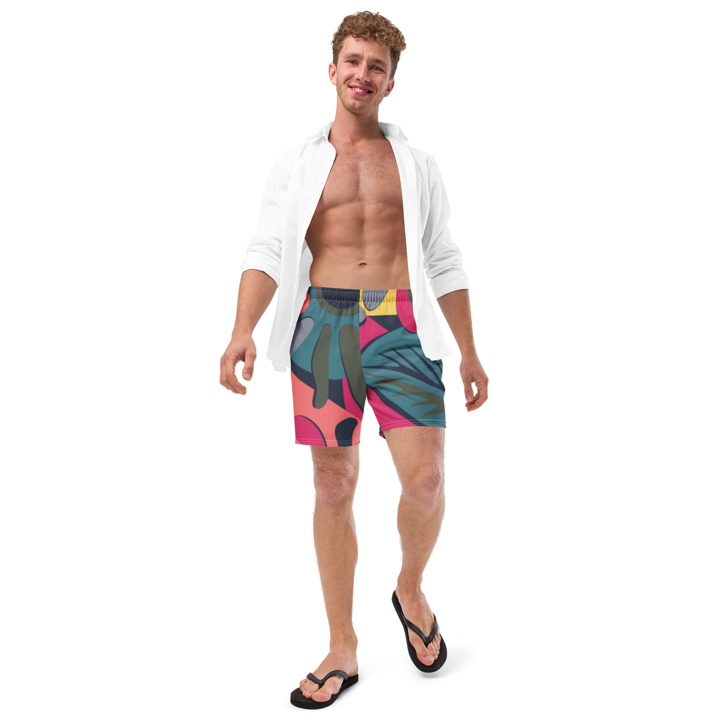 Tropical Pattern Pastels Swim Trunks