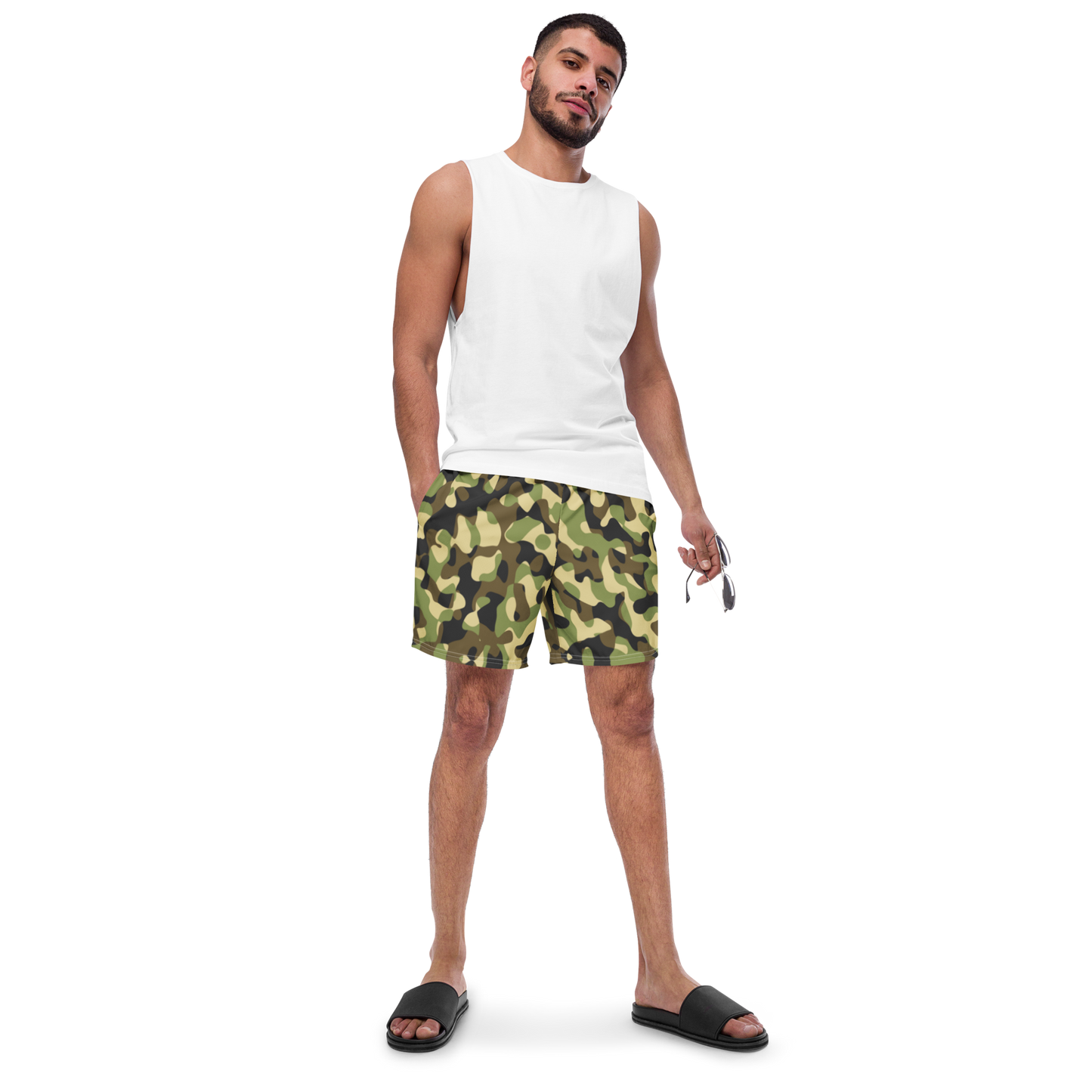 Green Camo Swim Trunks