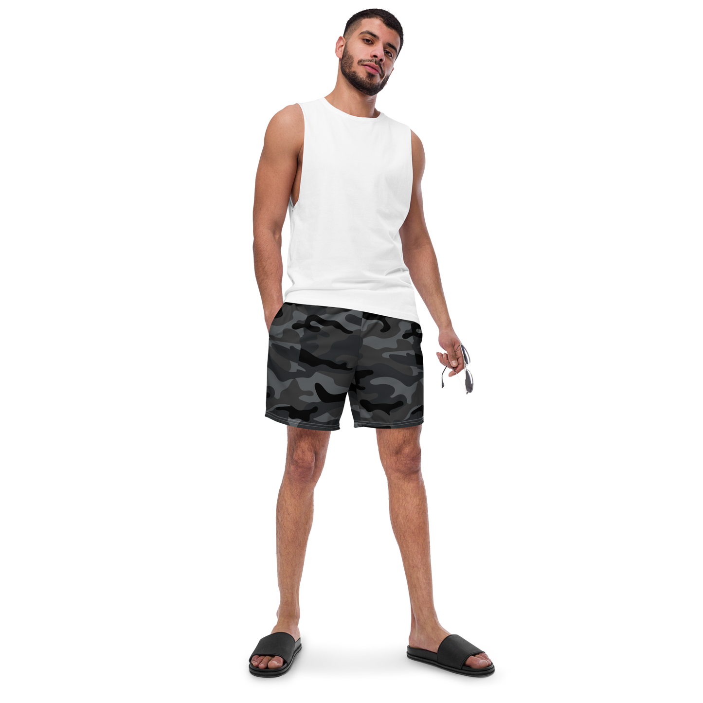 Black Camo Swim Trunks