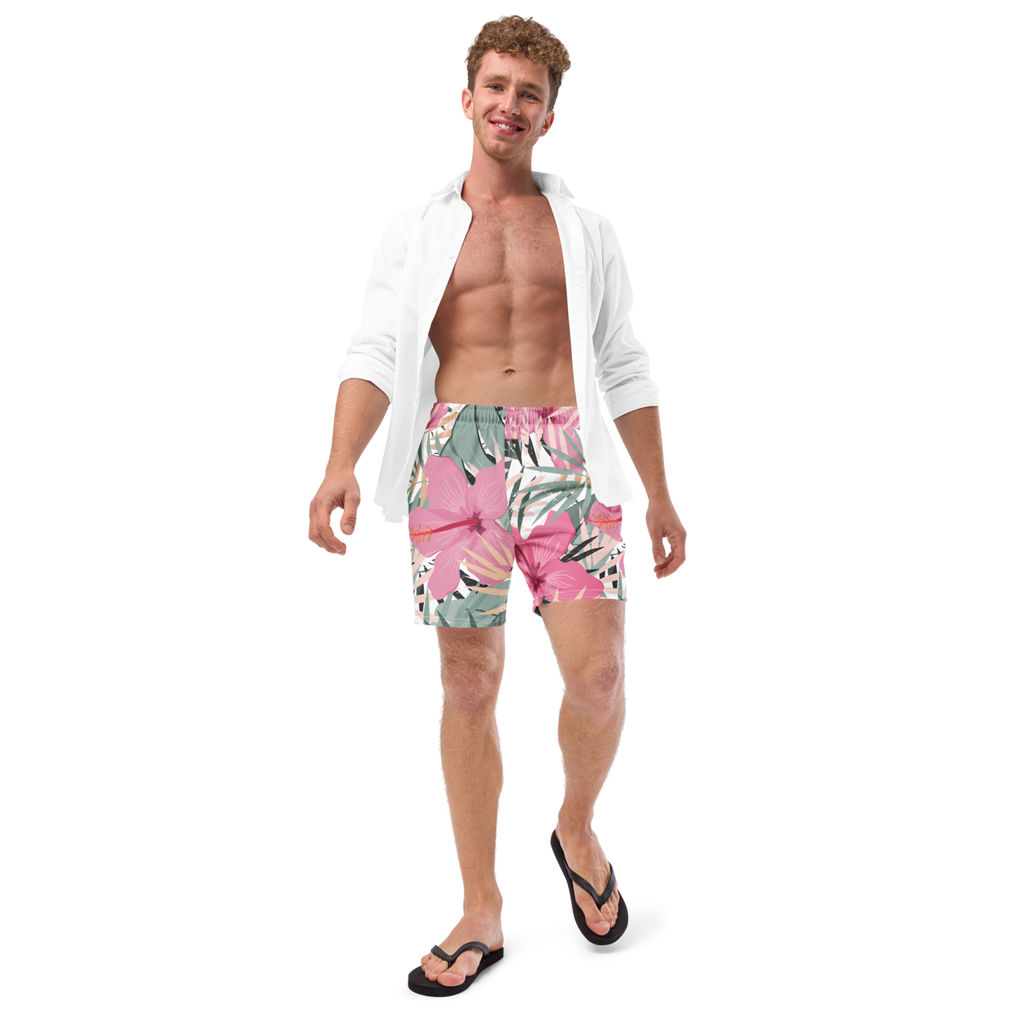 Tropical Flower Pattern Swim Trunks