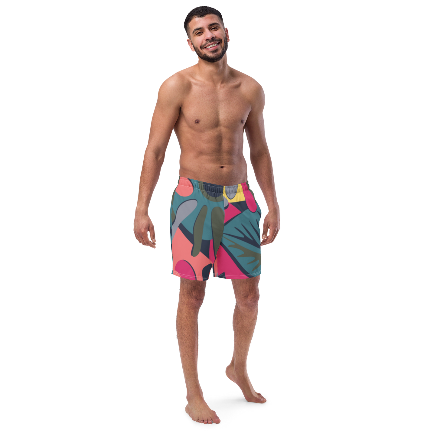 Tropical Pattern Pastels Swim Trunks