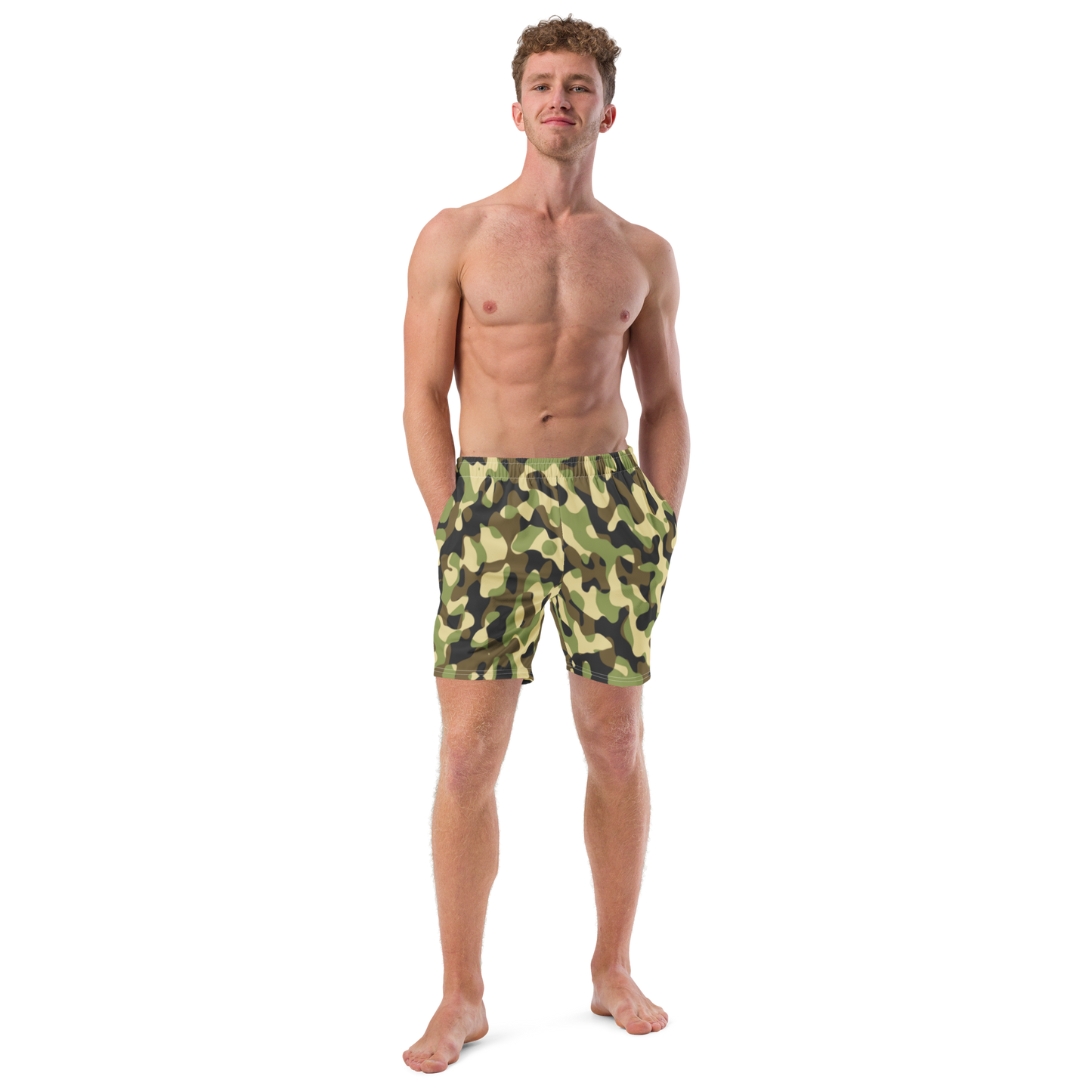 Green Camo Swim Trunks