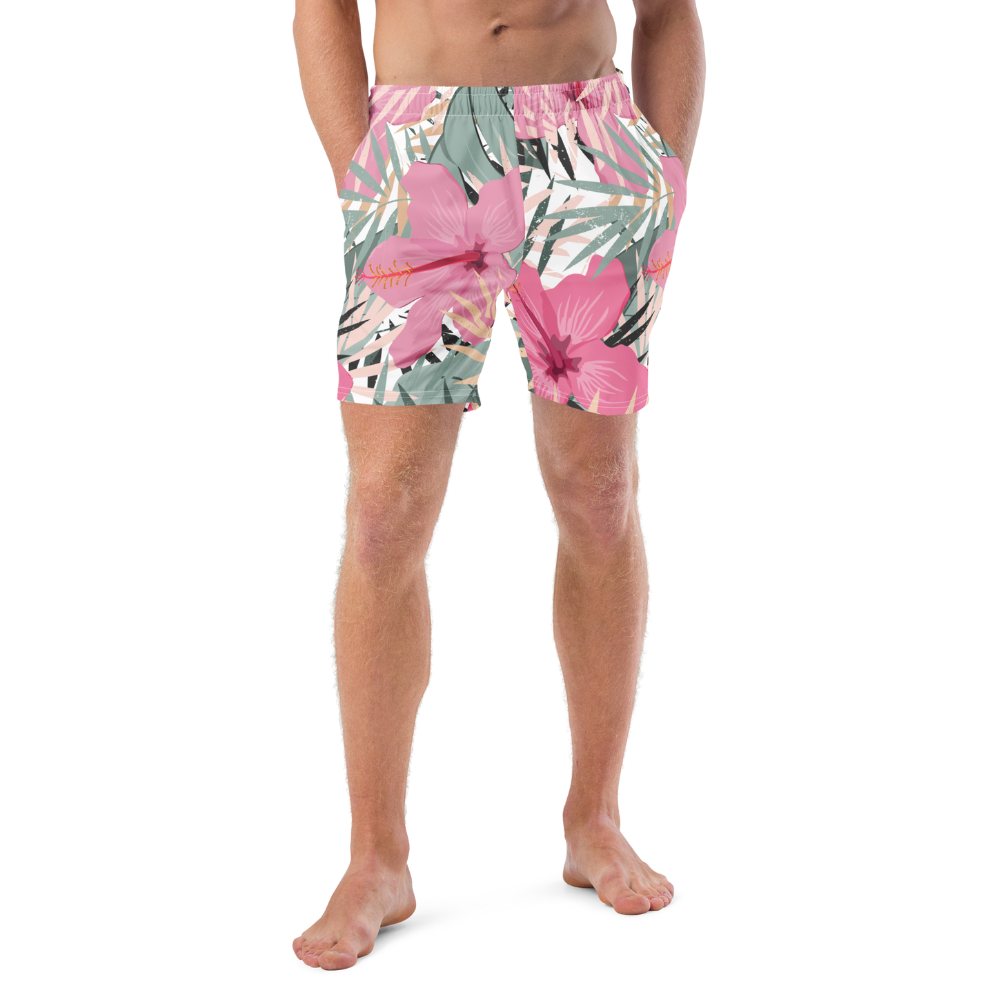 Tropical Flower Pattern Swim Trunks