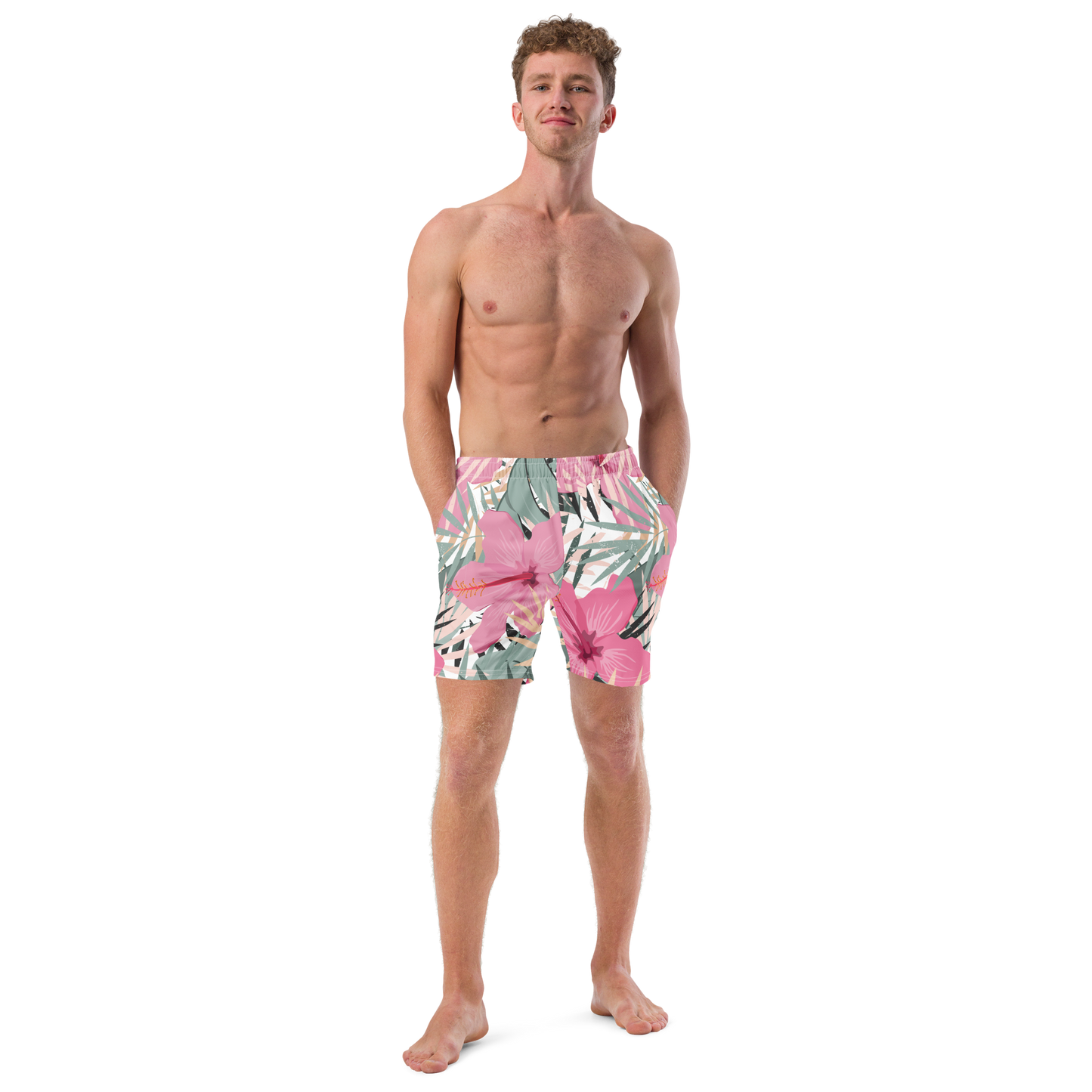 Tropical Flower Pattern Swim Trunks