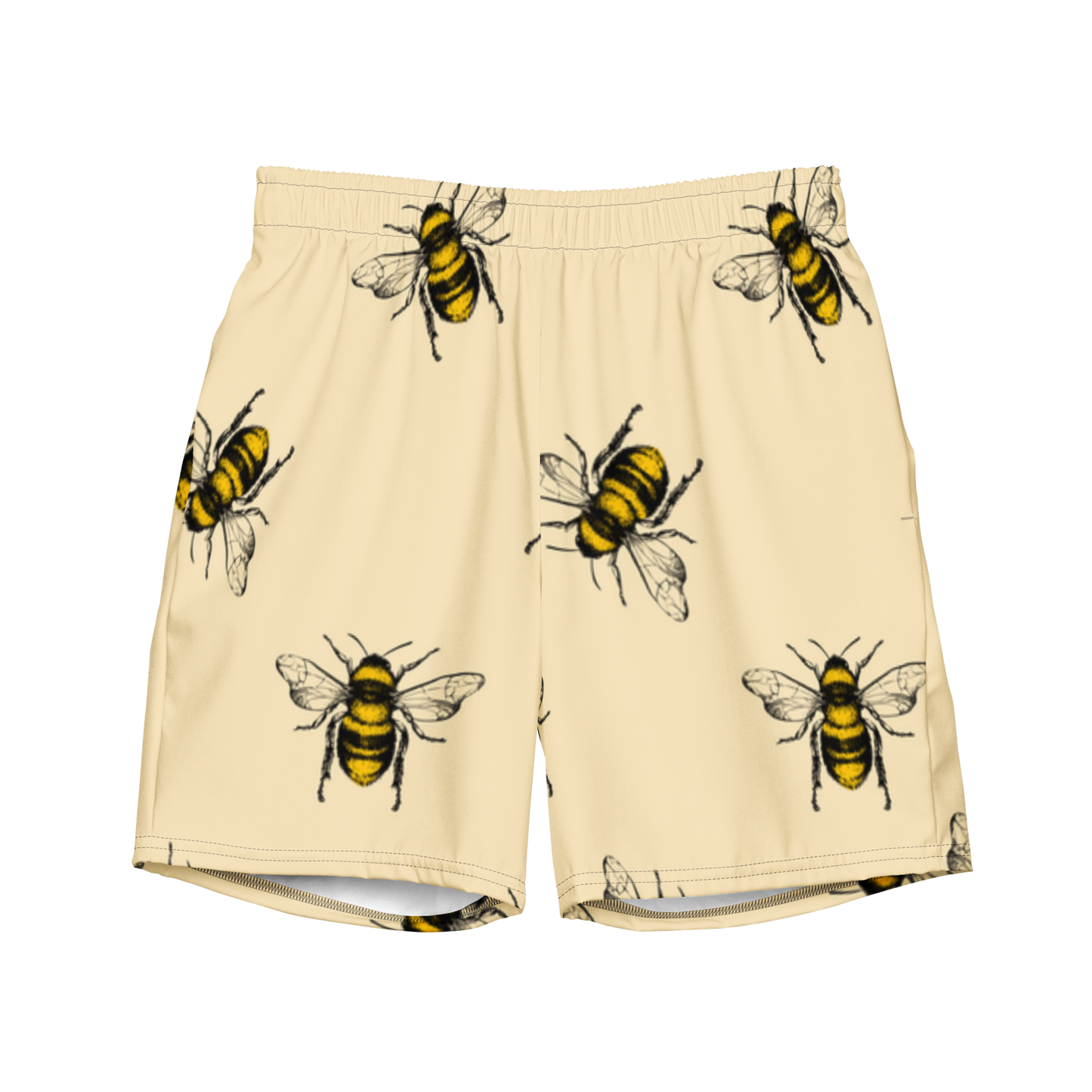 Water Bees Print Swim Trunks