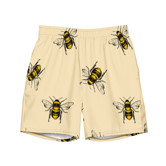 Water Bees Print Swim Trunks