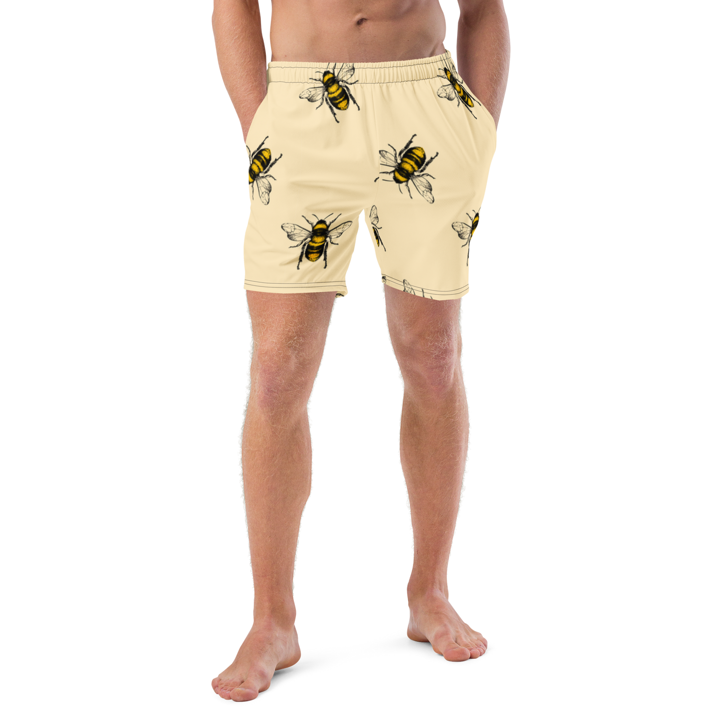 Water Bees Print Swim Trunks