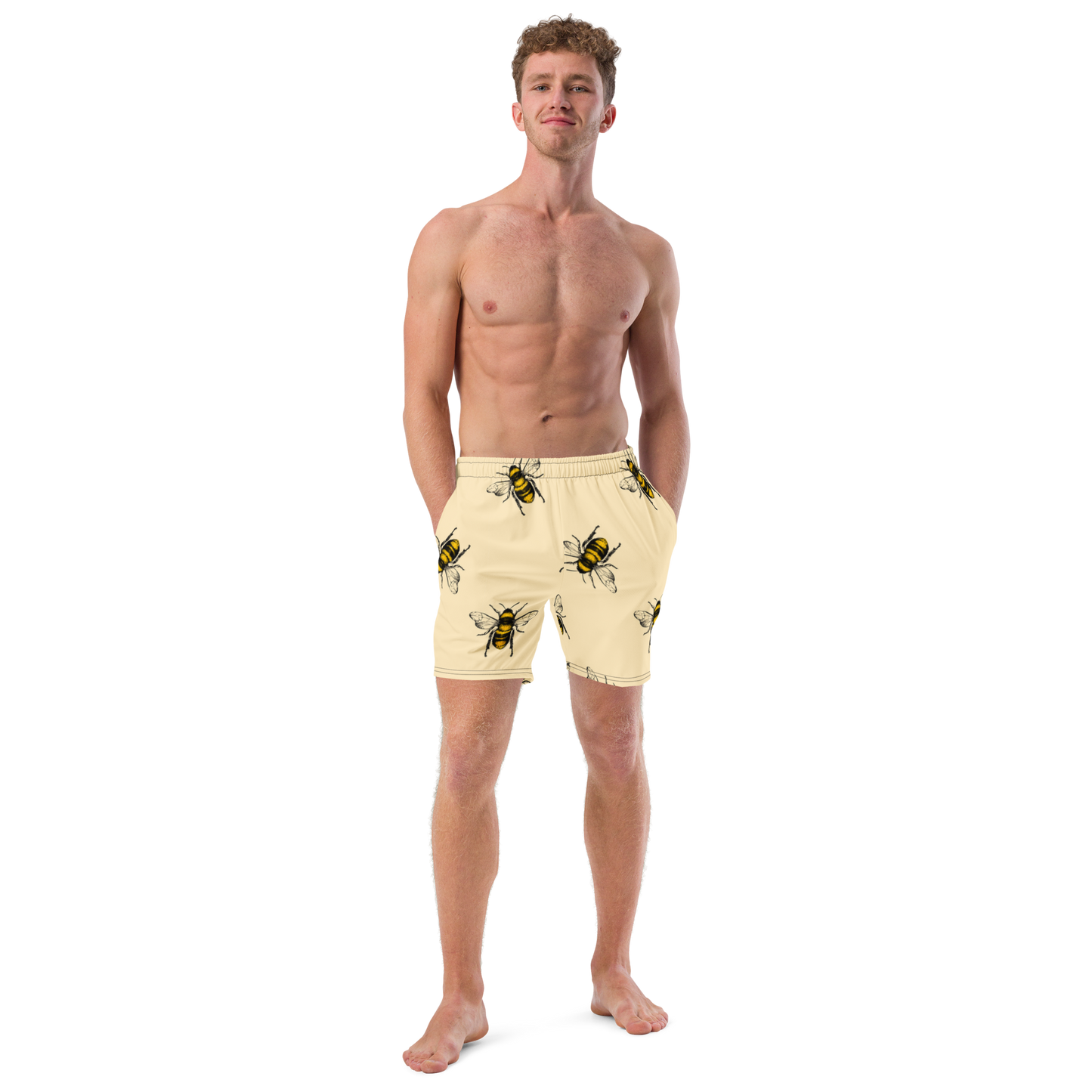 Water Bees Print Swim Trunks