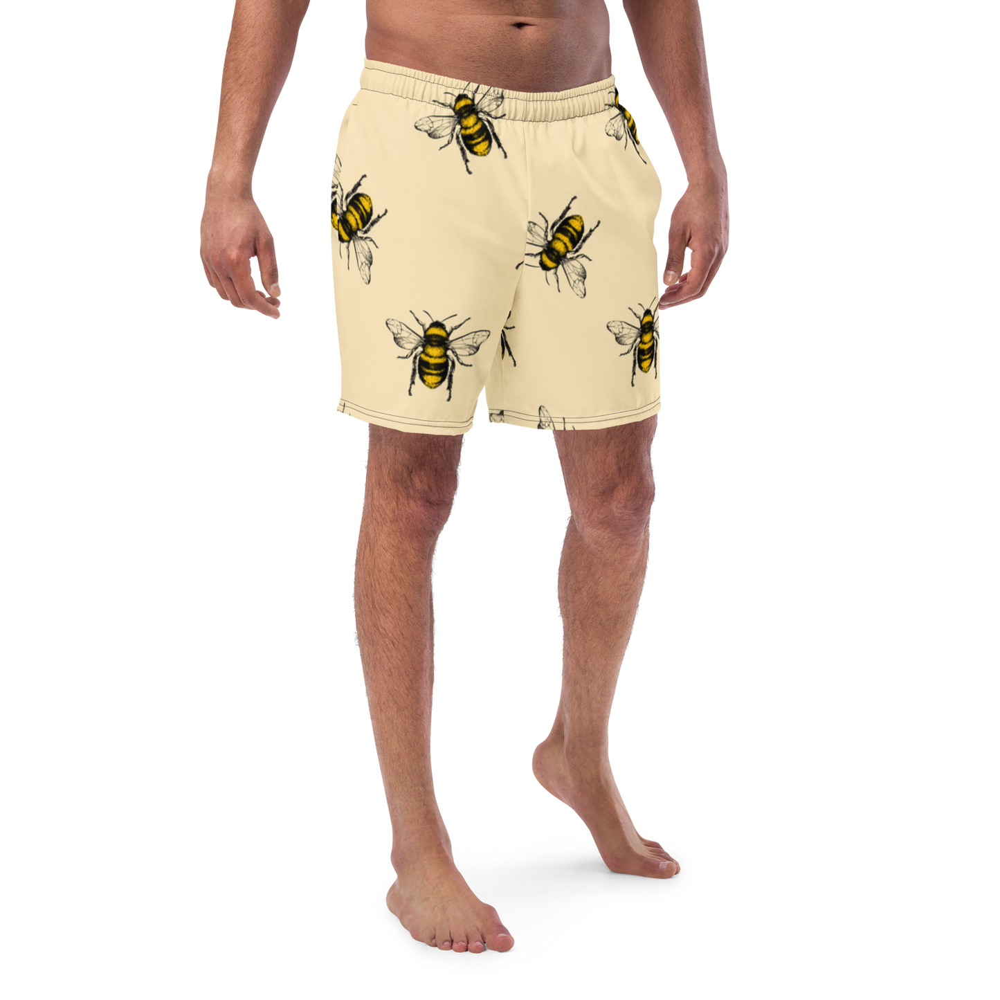 Water Bees Print Swim Trunks