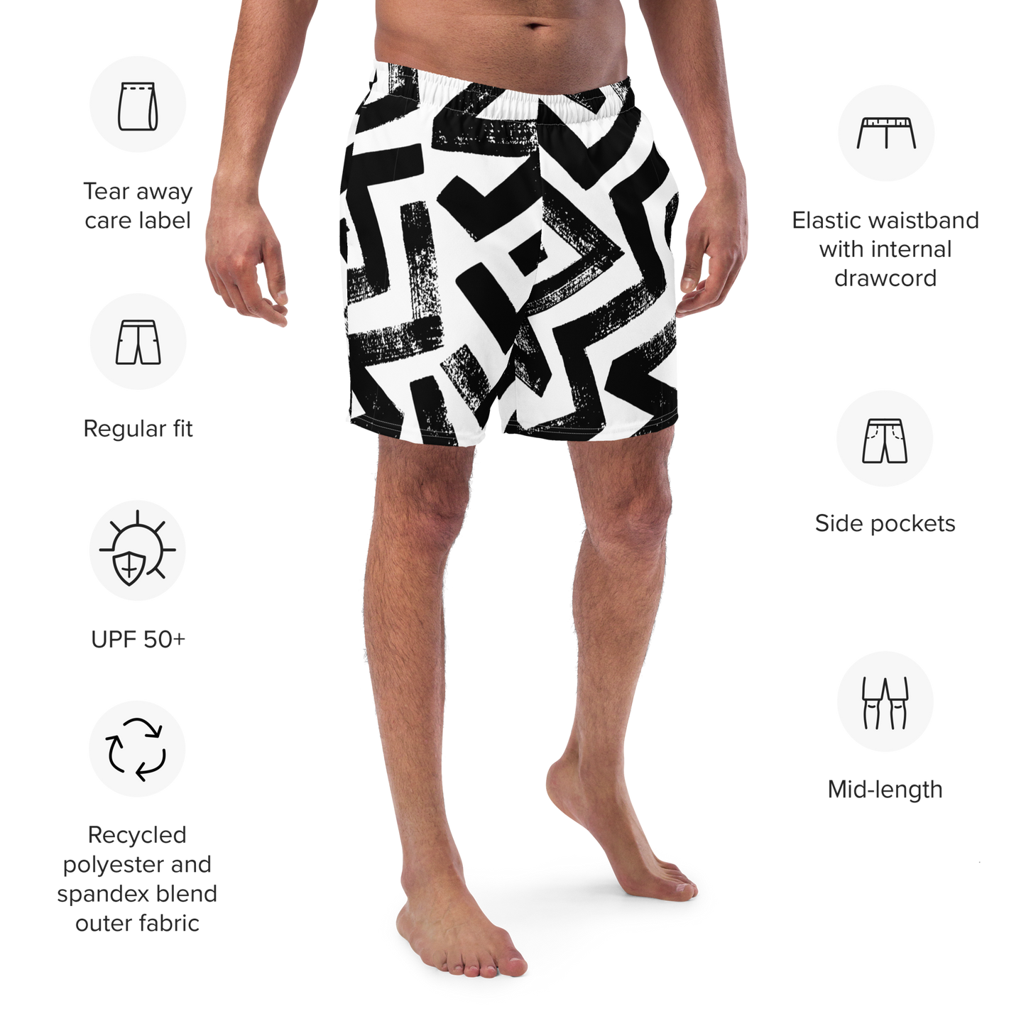 Bold Print Recycled Swim Trunks