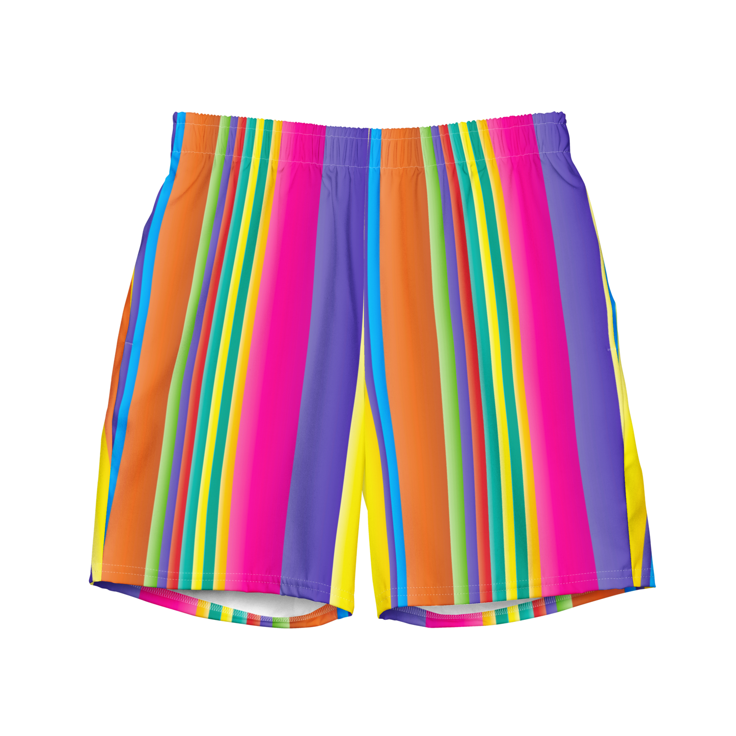 Retro Lines Print Recycled Swim Trunks