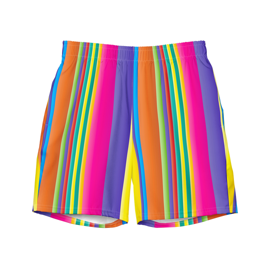 Retro Lines Print Recycled Swim Trunks