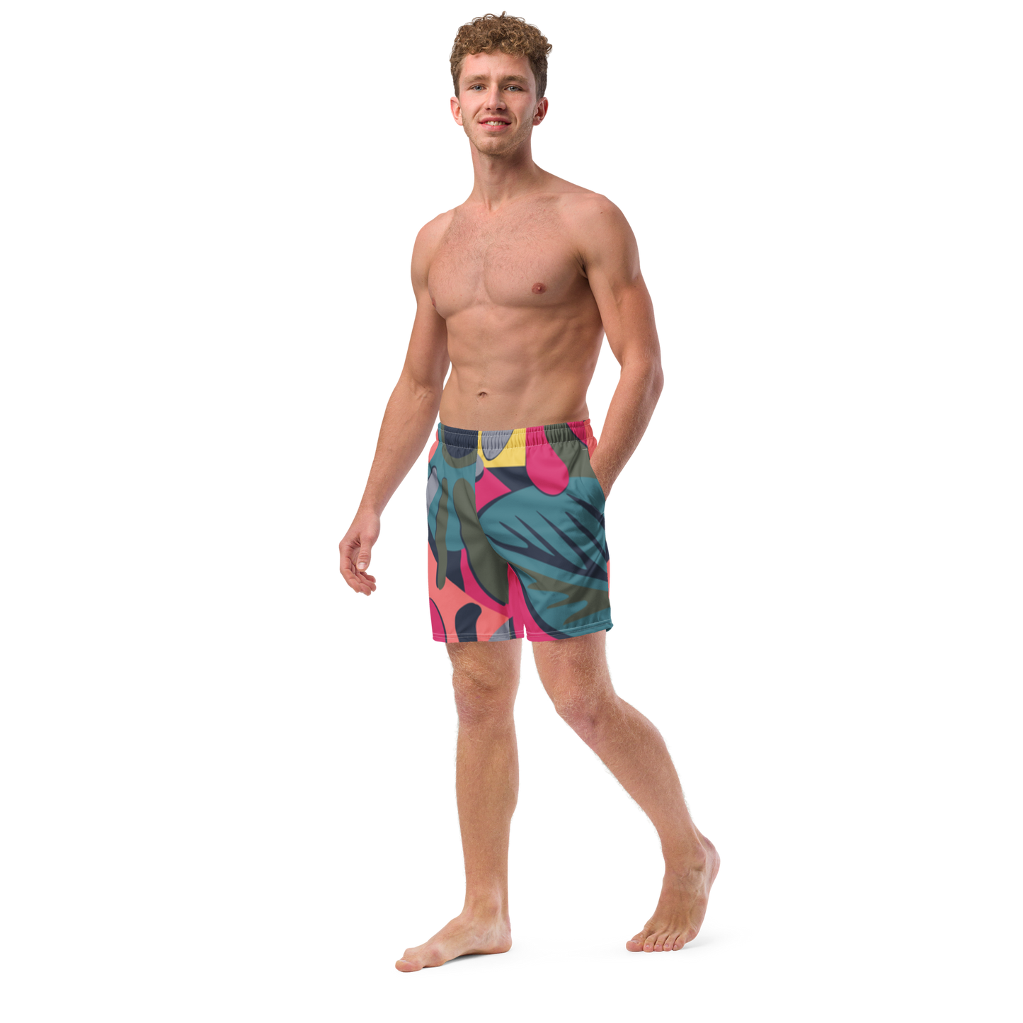 Tropical Pattern Pastels Swim Trunks