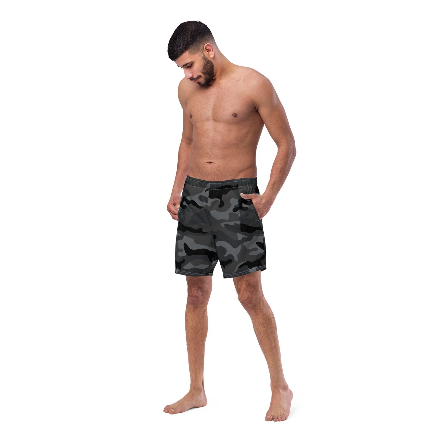 Black Camo Swim Trunks