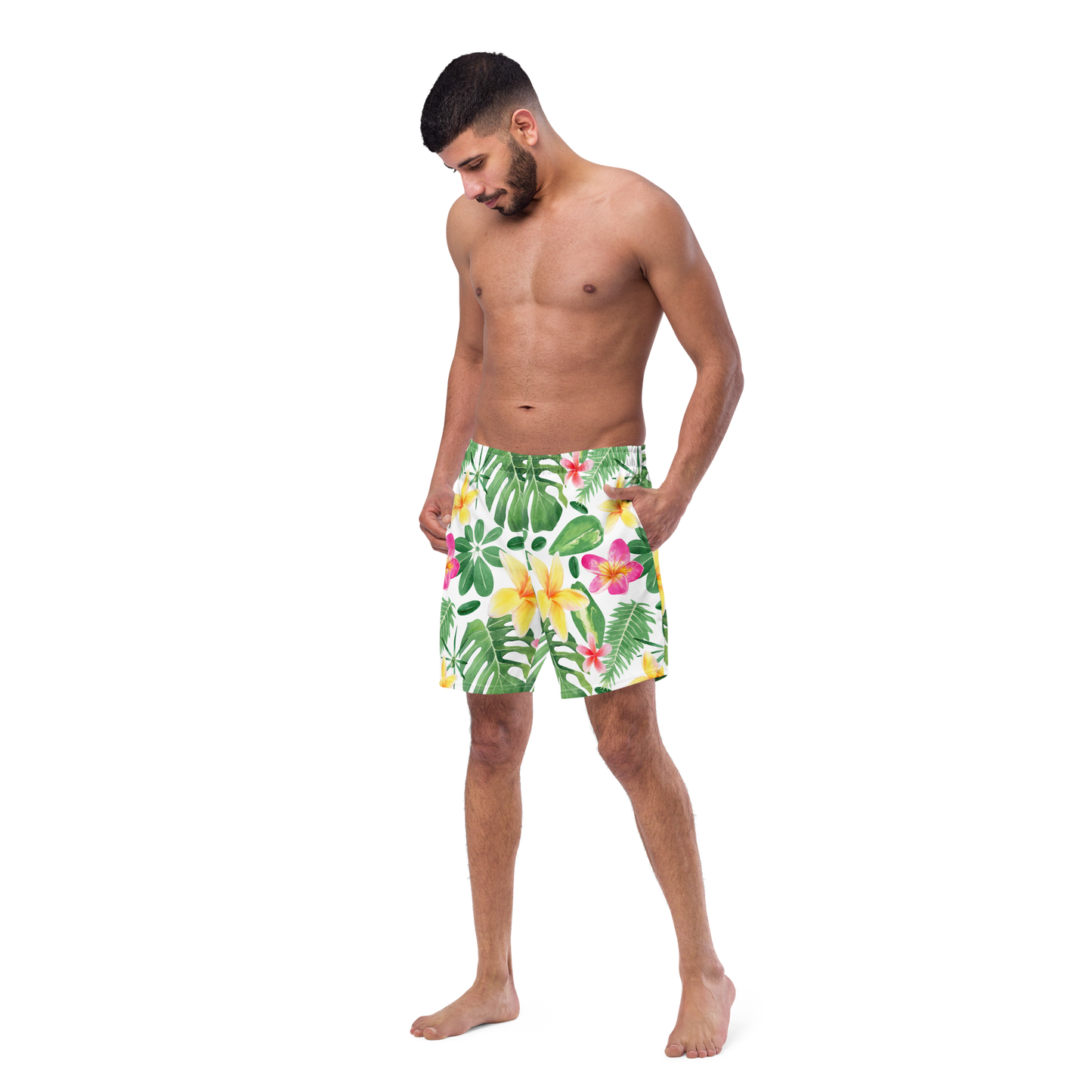 Tropical Plants Pattern Swim Trunks