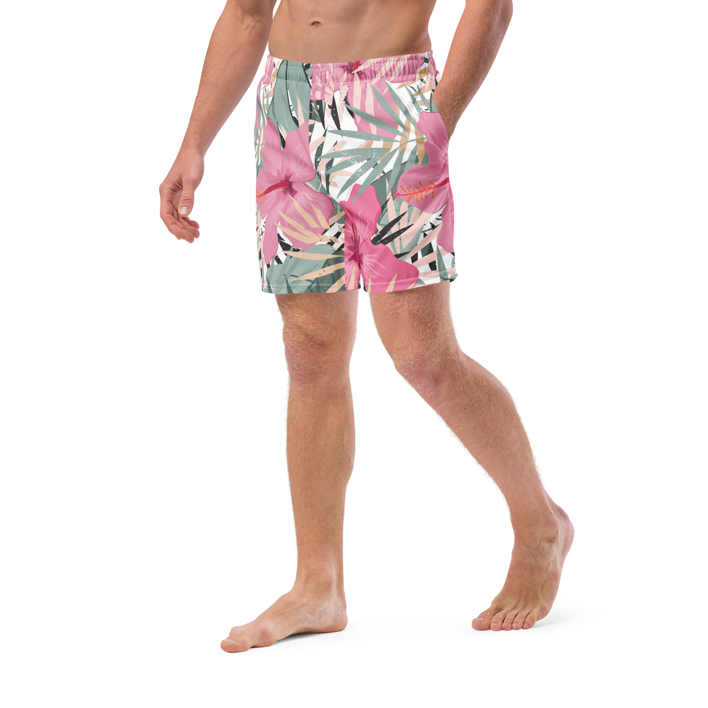 Tropical Flower Pattern Swim Trunks