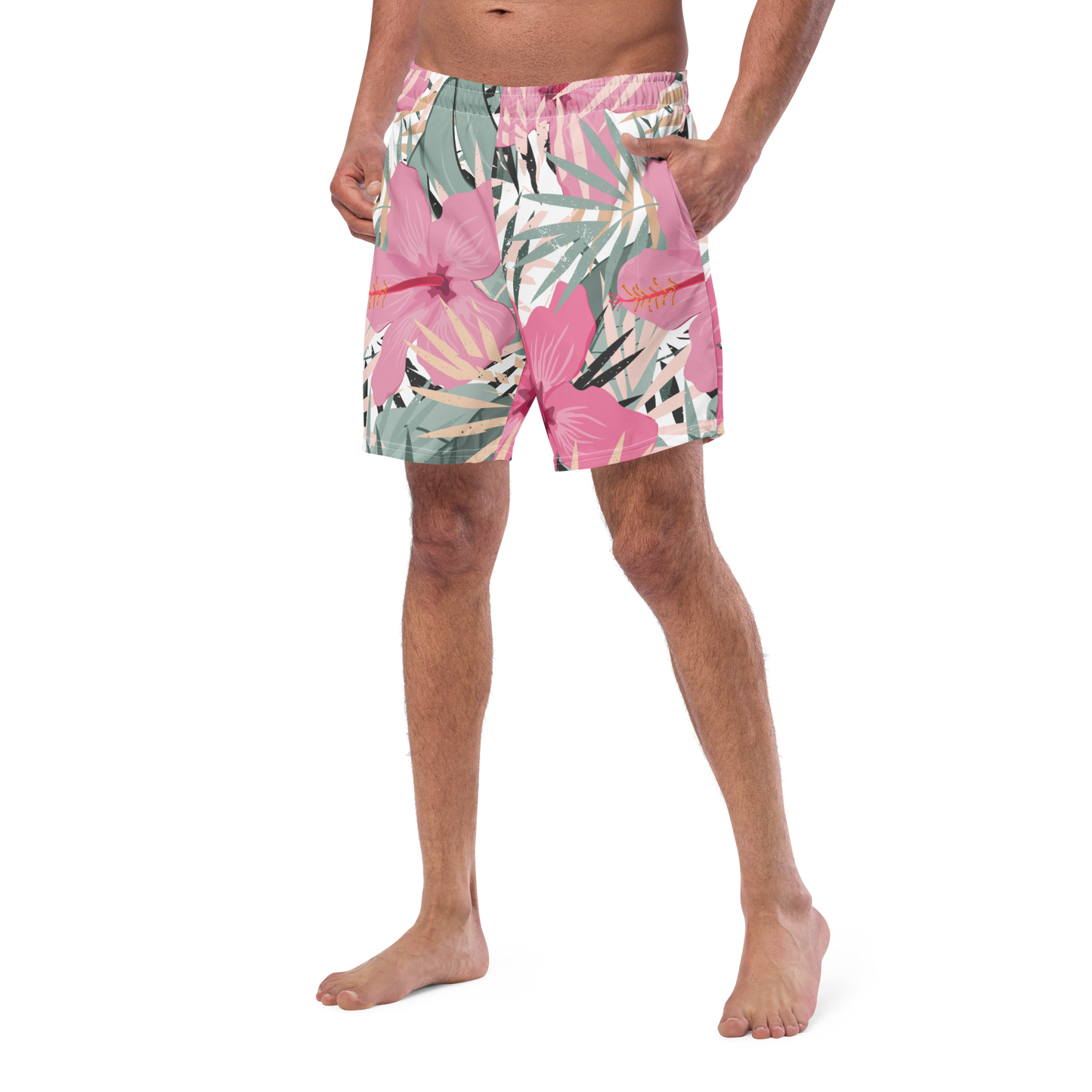 Tropical Flower Pattern Swim Trunks