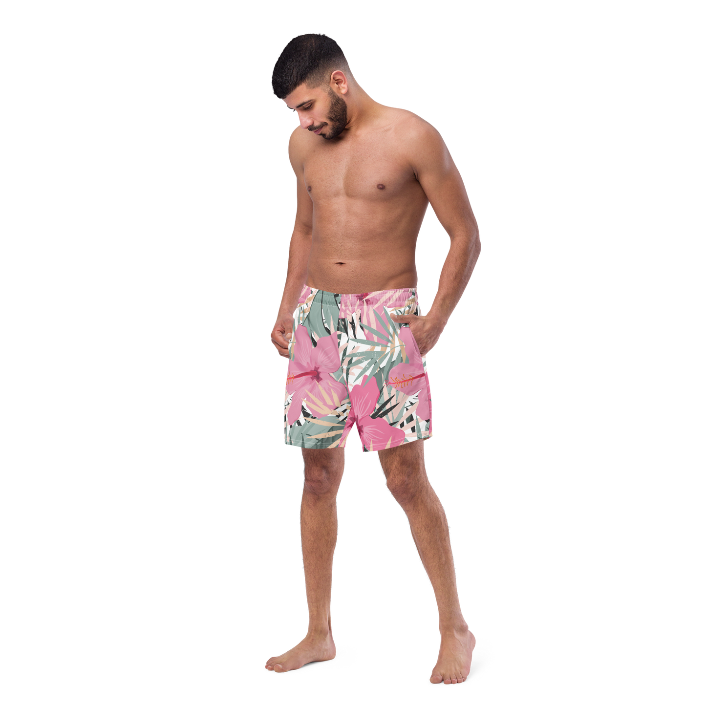 Tropical Flower Pattern Swim Trunks