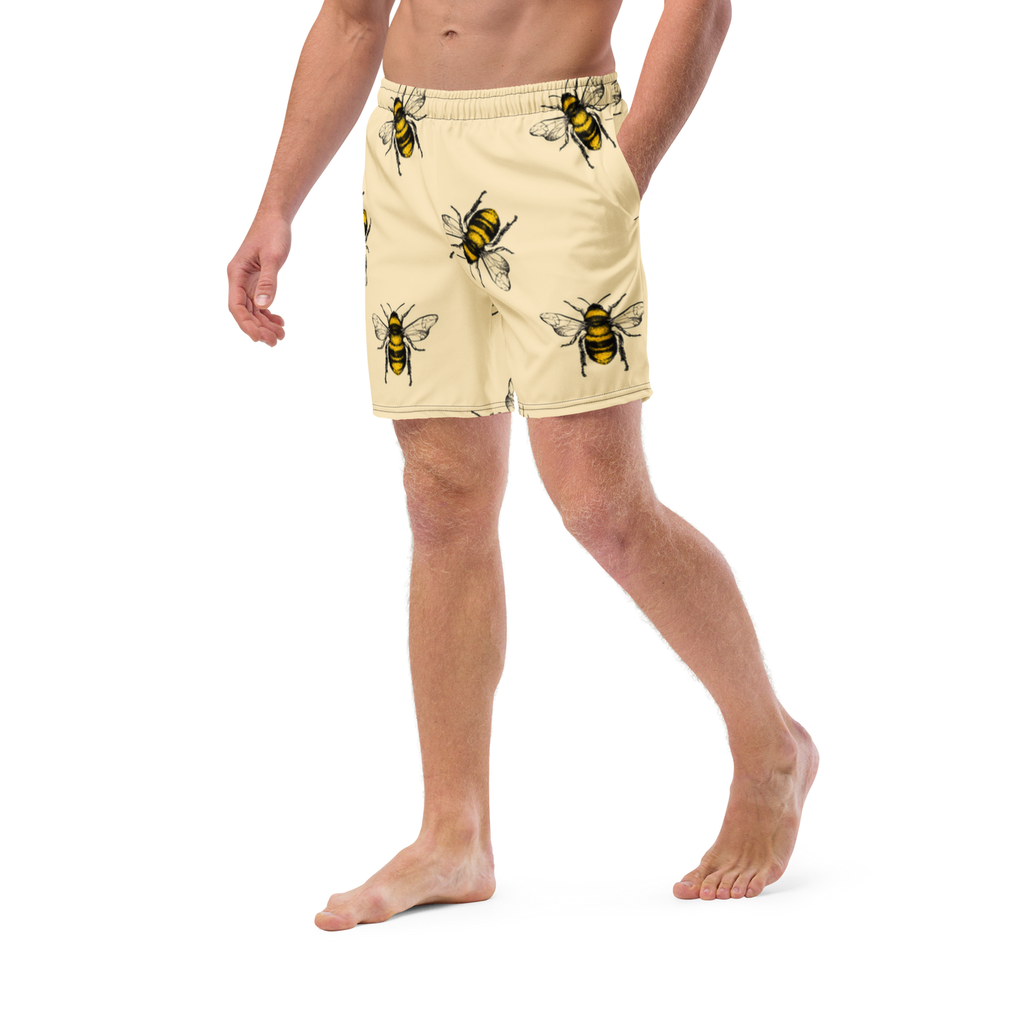 Water Bees Print Swim Trunks