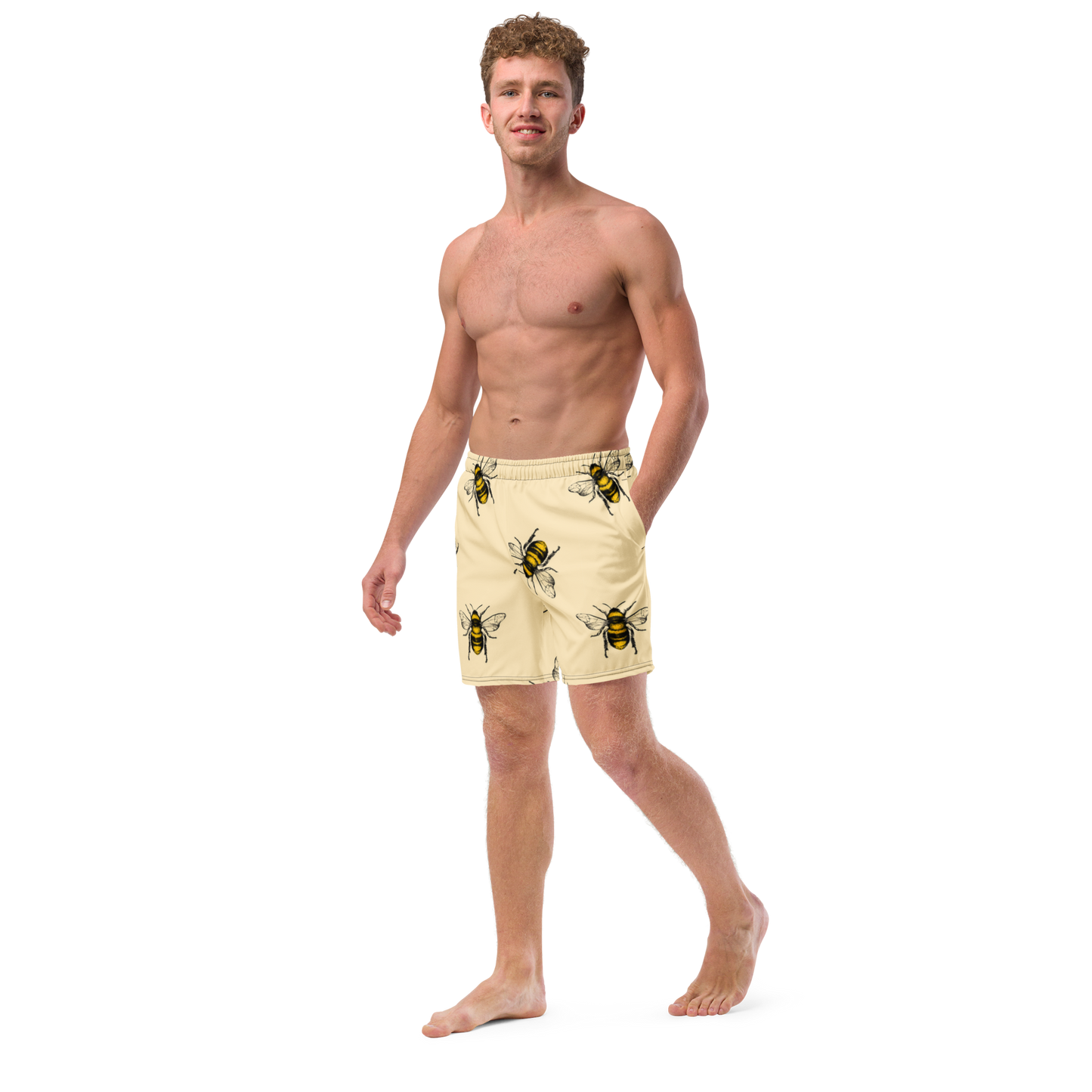 Water Bees Print Swim Trunks