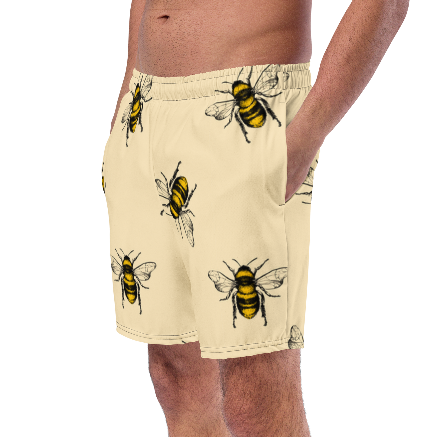 Water Bees Print Swim Trunks