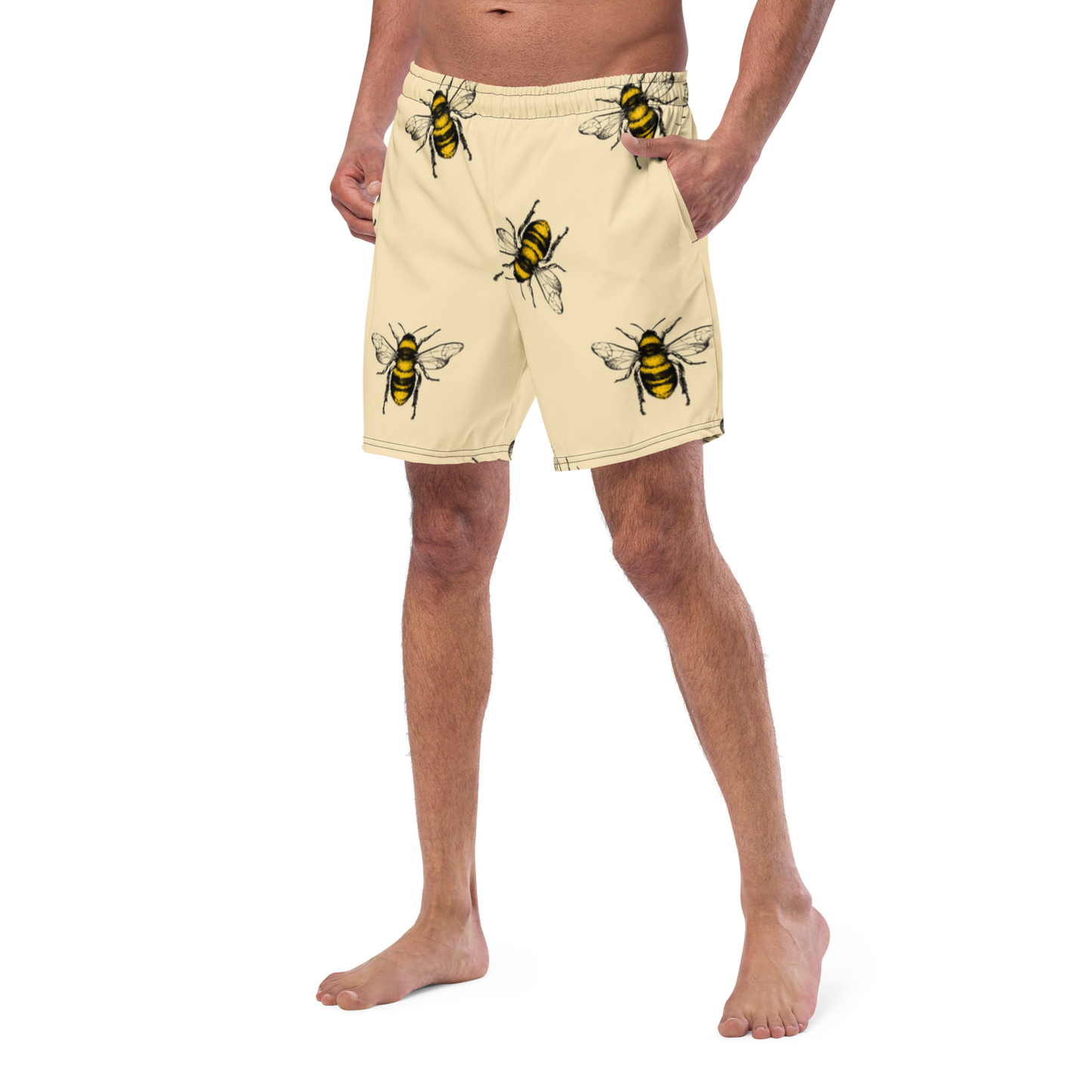 Water Bees Print Swim Trunks