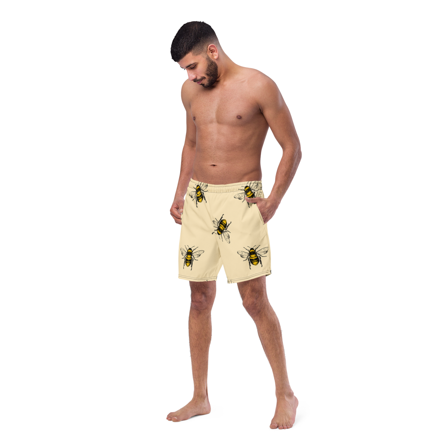 Water Bees Print Swim Trunks