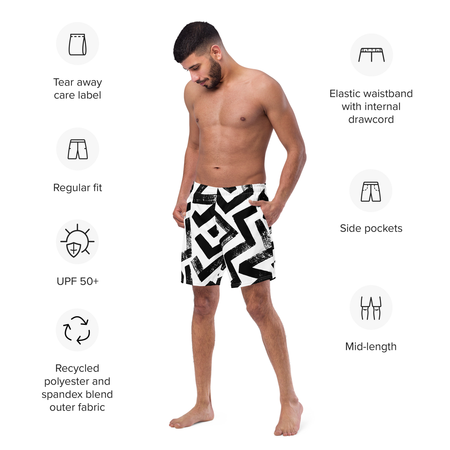 Bold Print Recycled Swim Trunks