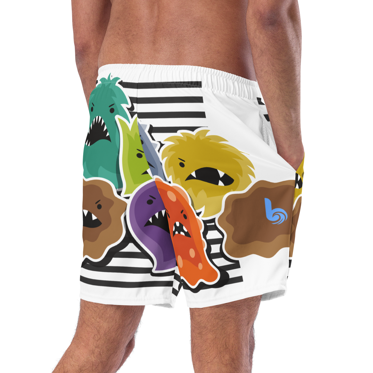 Monster Pattern Swim Trunks