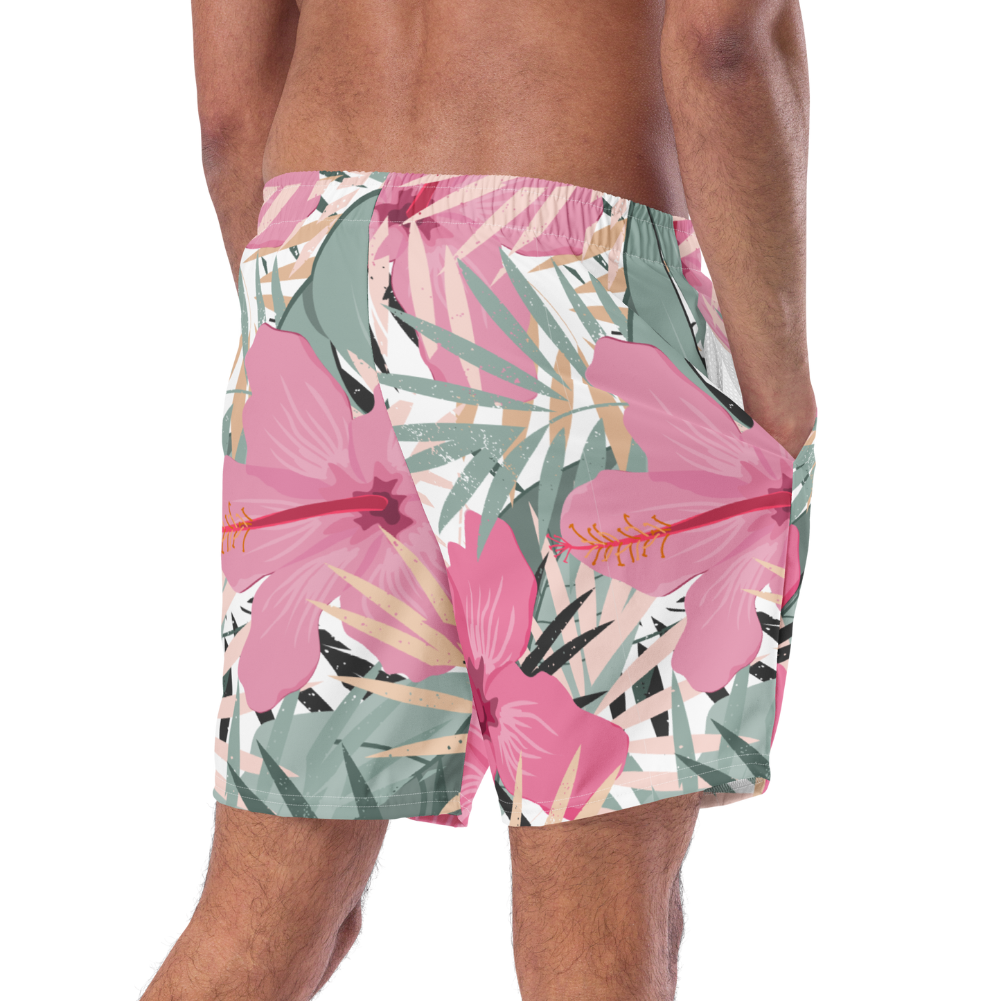 Tropical Flower Pattern Swim Trunks