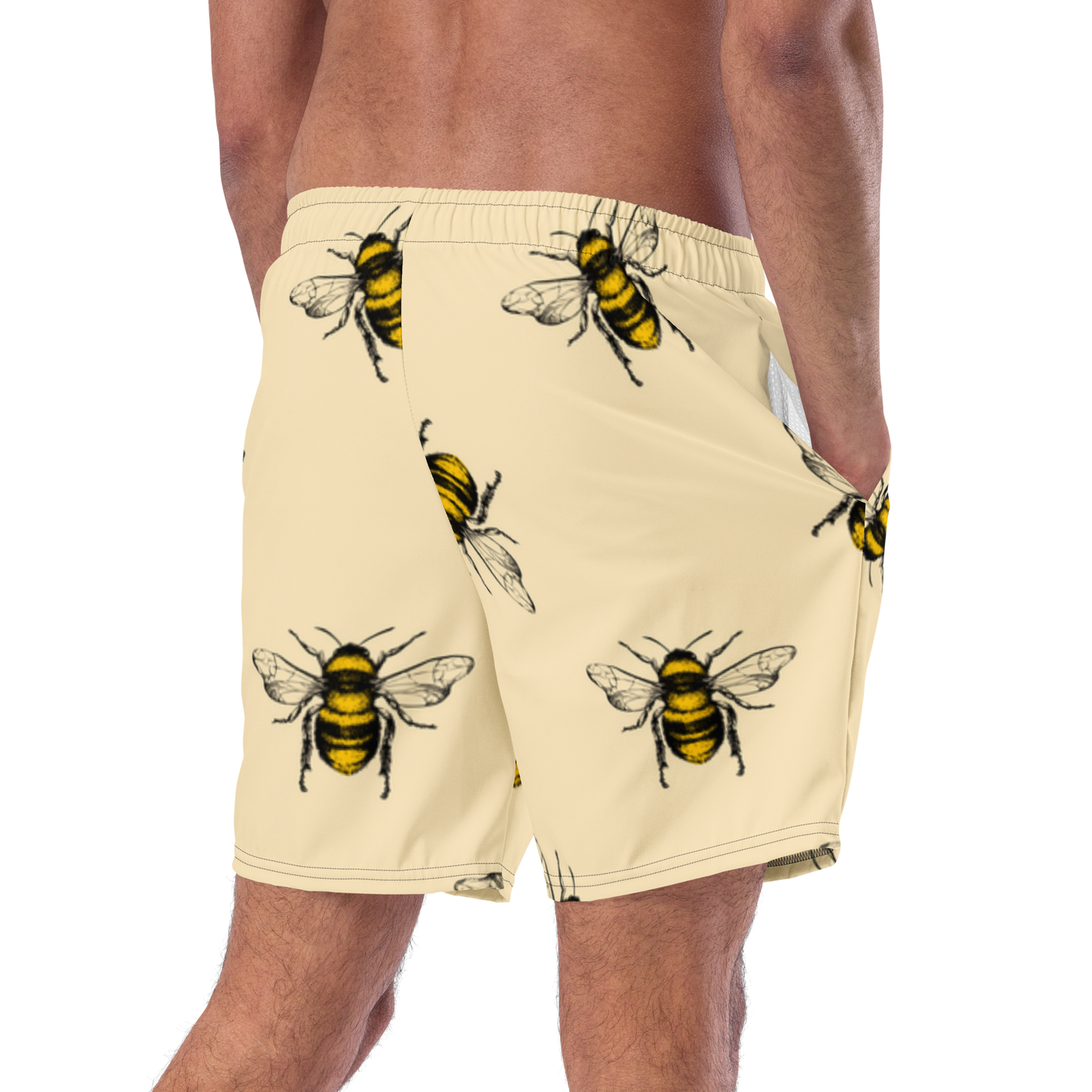 Water Bees Print Swim Trunks