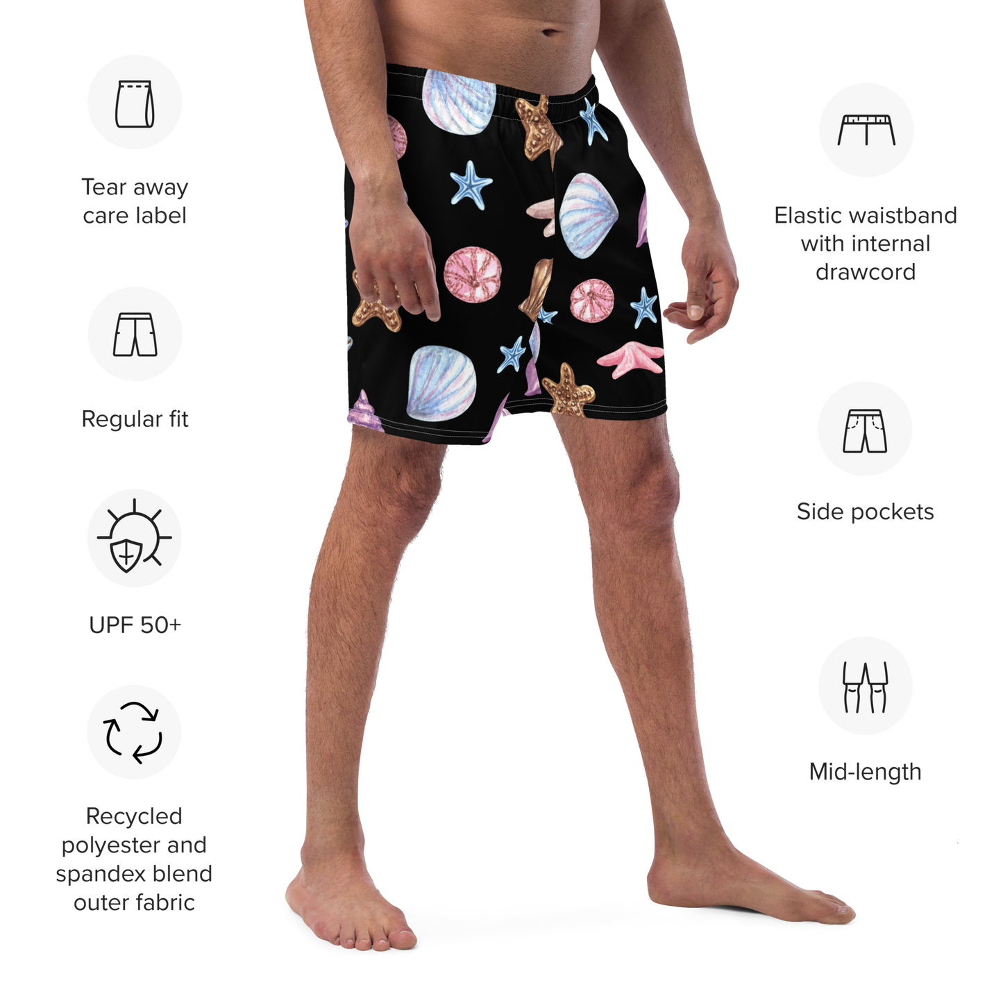 Seashell Pattern Swim Trunks