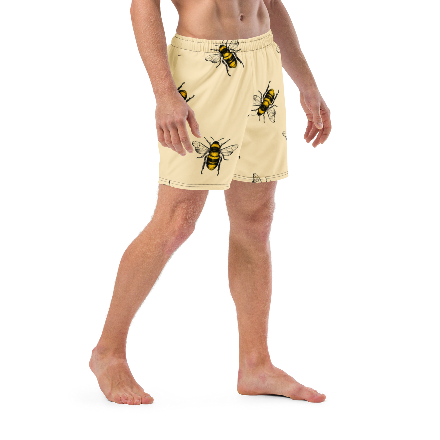 Water Bees Print Swim Trunks