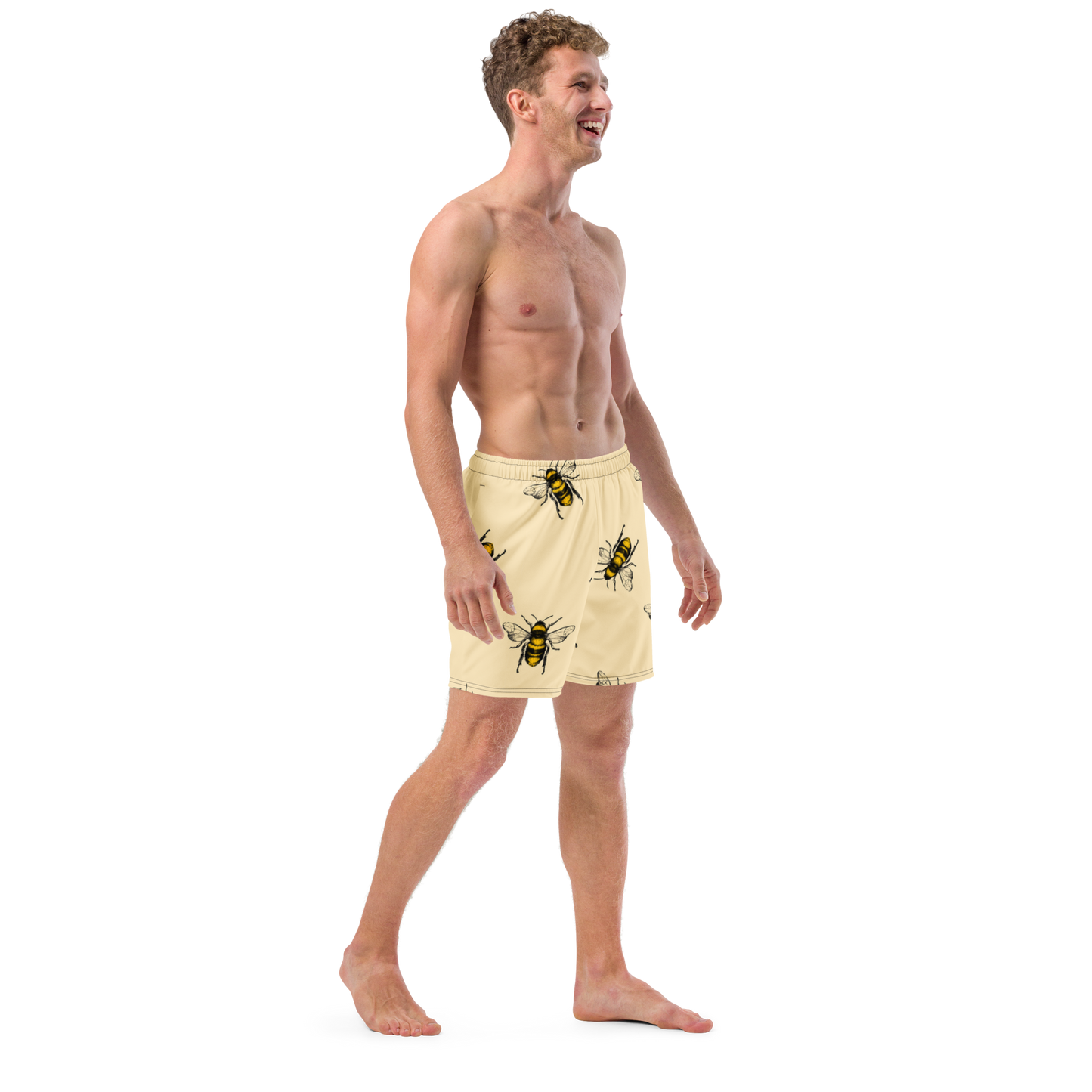 Water Bees Print Swim Trunks