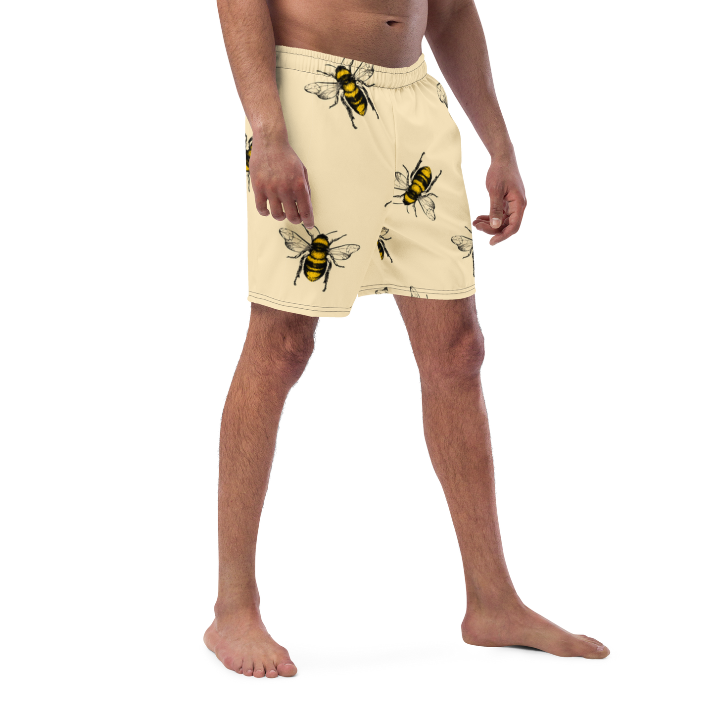 Water Bees Print Swim Trunks