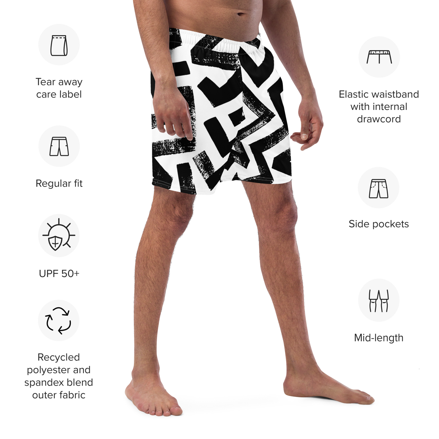 Bold Print Recycled Swim Trunks