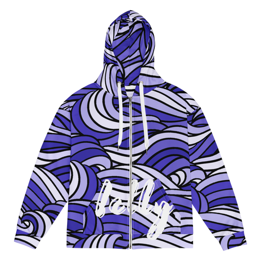 Sweat à capuche zippé à motif aquatique pour homme