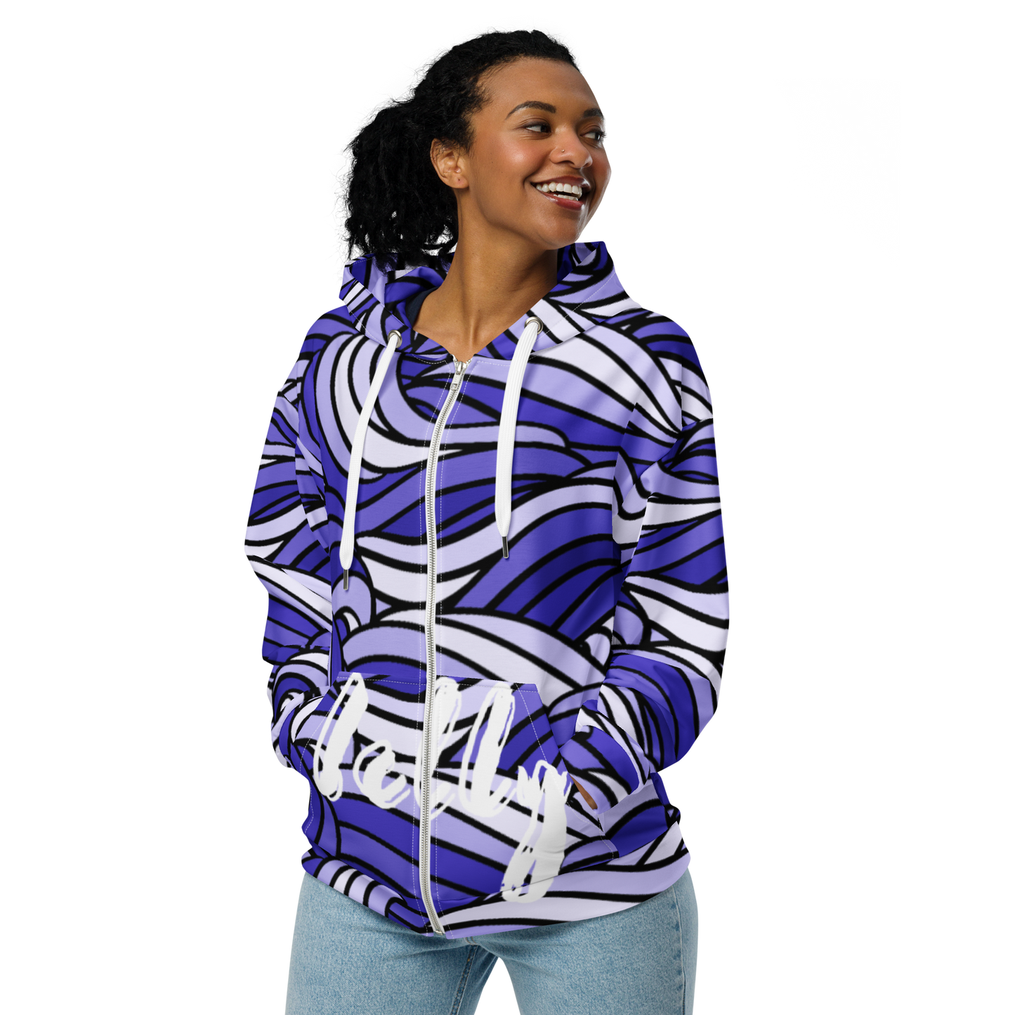 Women's Watter Pattern Zip Hoodie