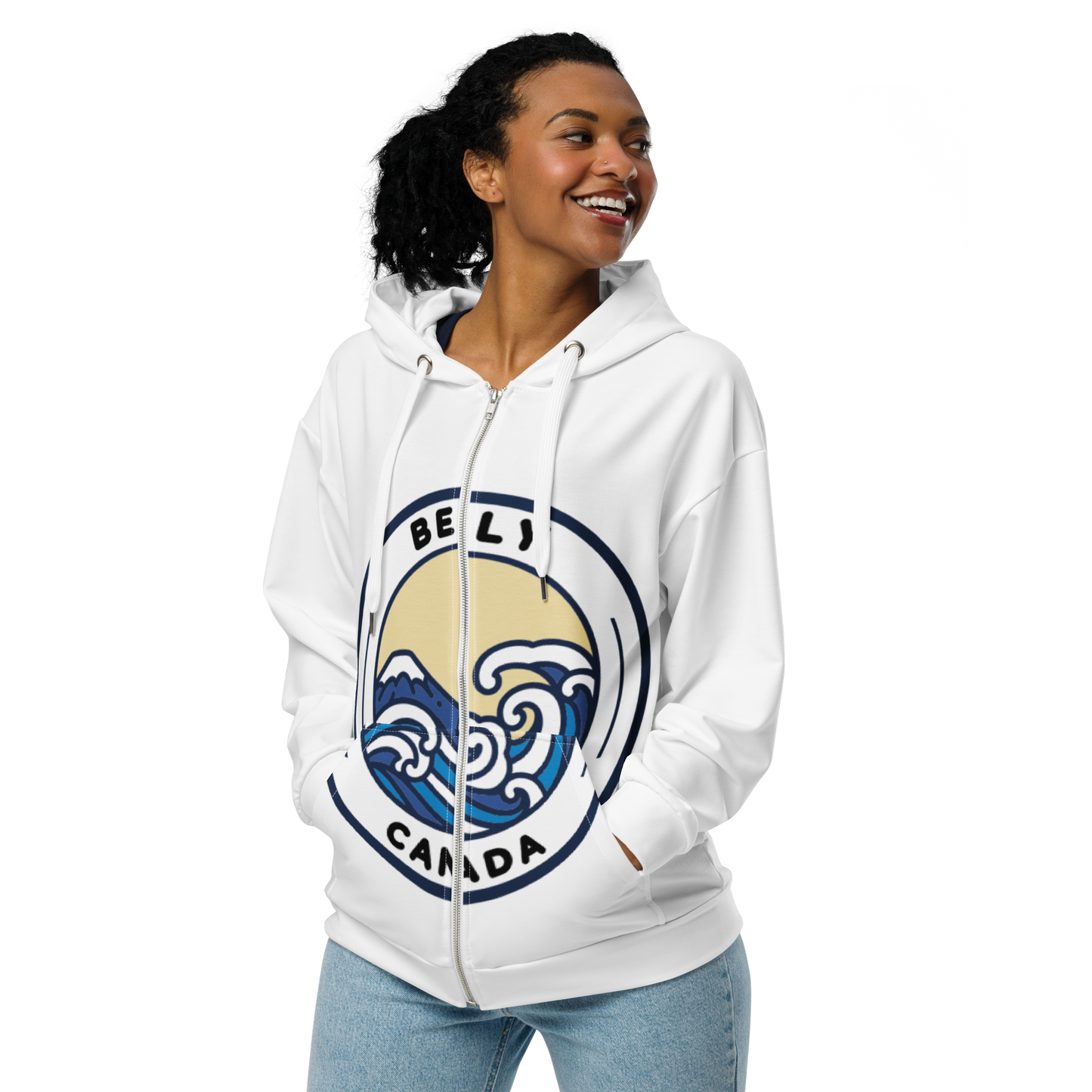 Women's Belly White Zip Hoodie