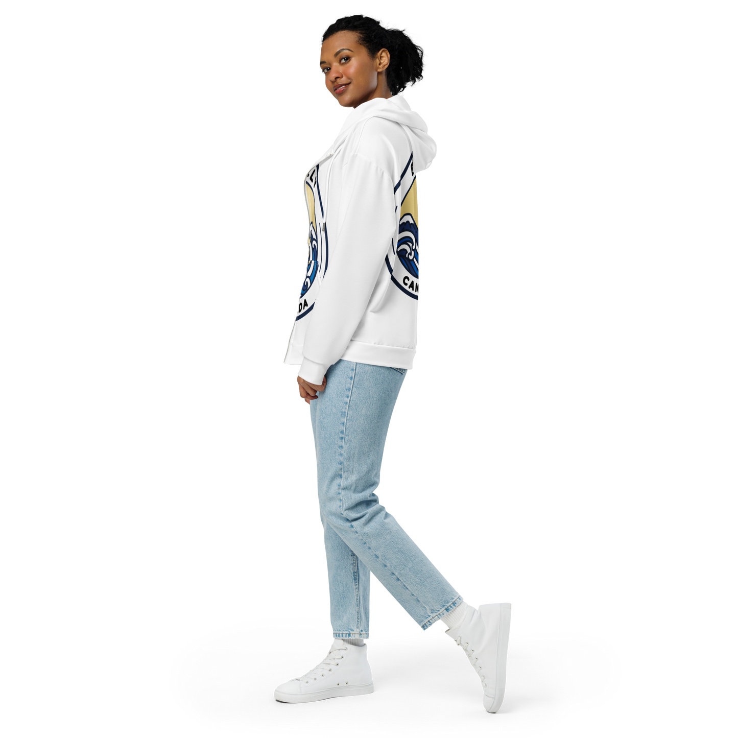 Women's Belly White Zip Hoodie