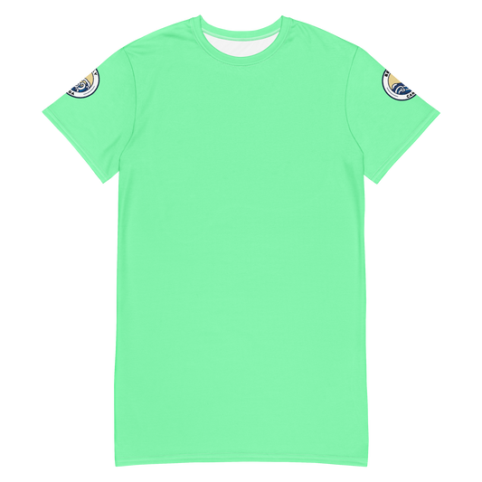 Robe t-shirt vert fluo pour femme