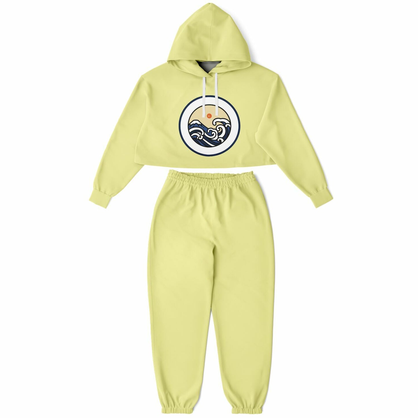 SET: Seashell Yellow Crop Hoodie and Sweatpants