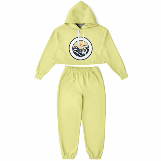 SET: Seashell Yellow Crop Hoodie and Sweatpants