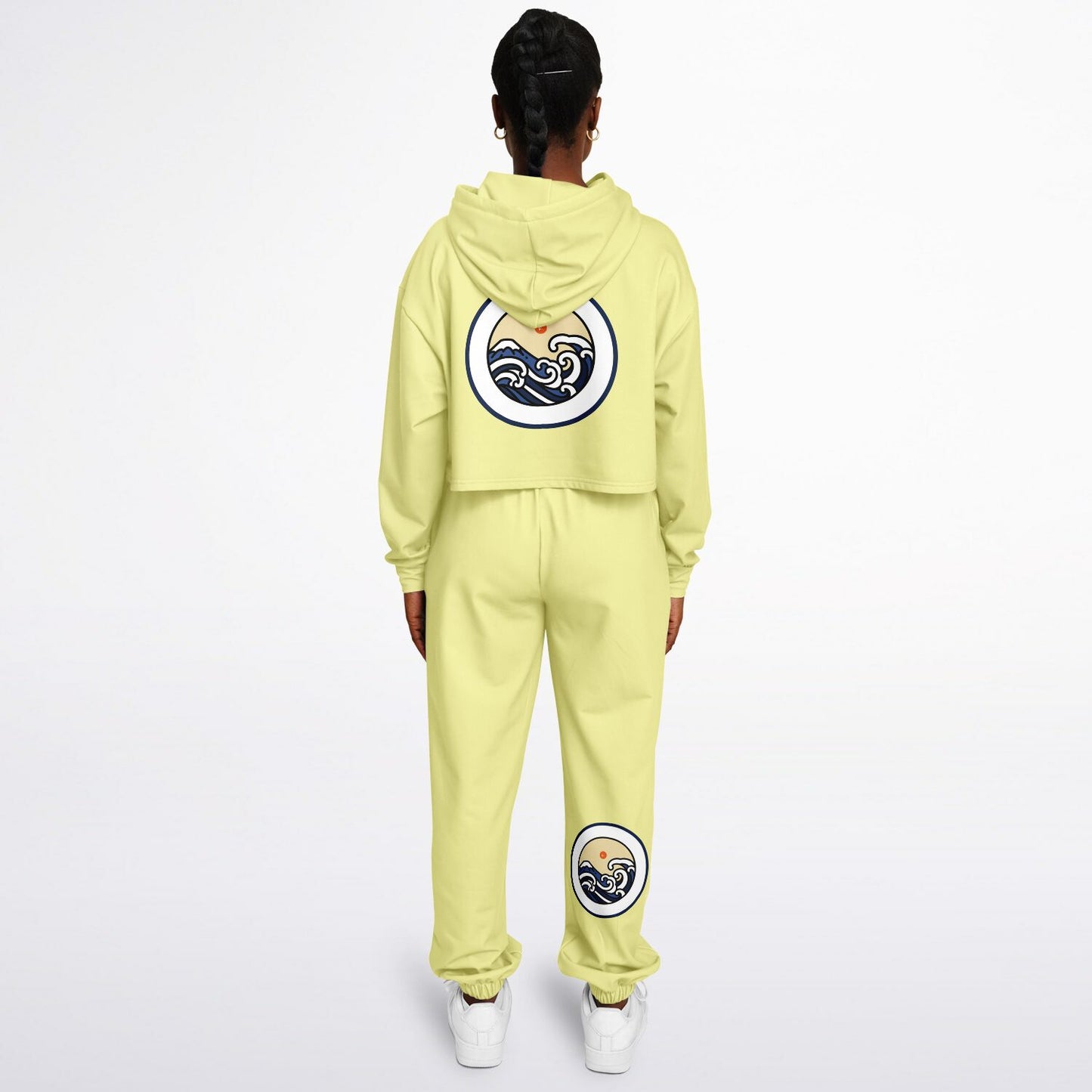 SET: Seashell Yellow Crop Hoodie and Sweatpants