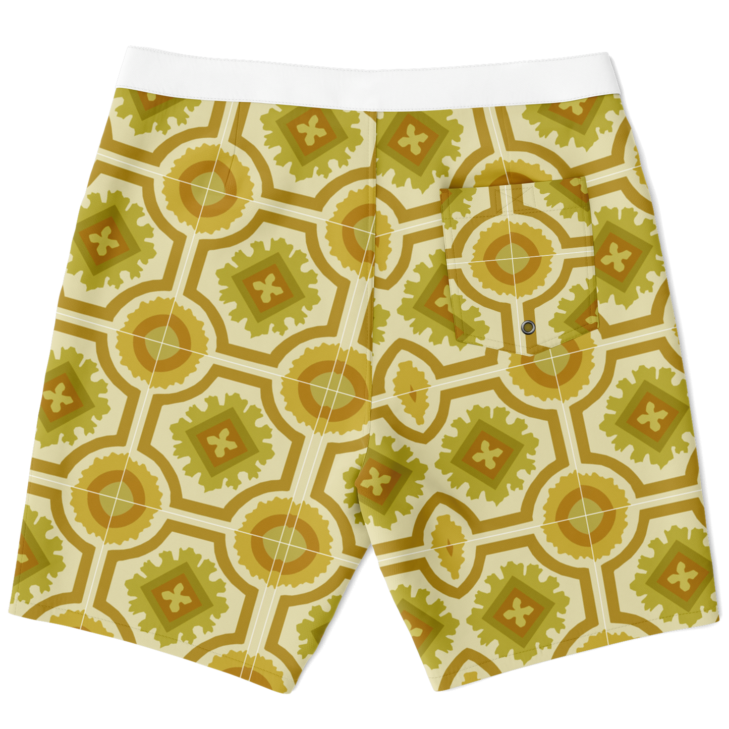 Gold Retro Pattern Board Shorts