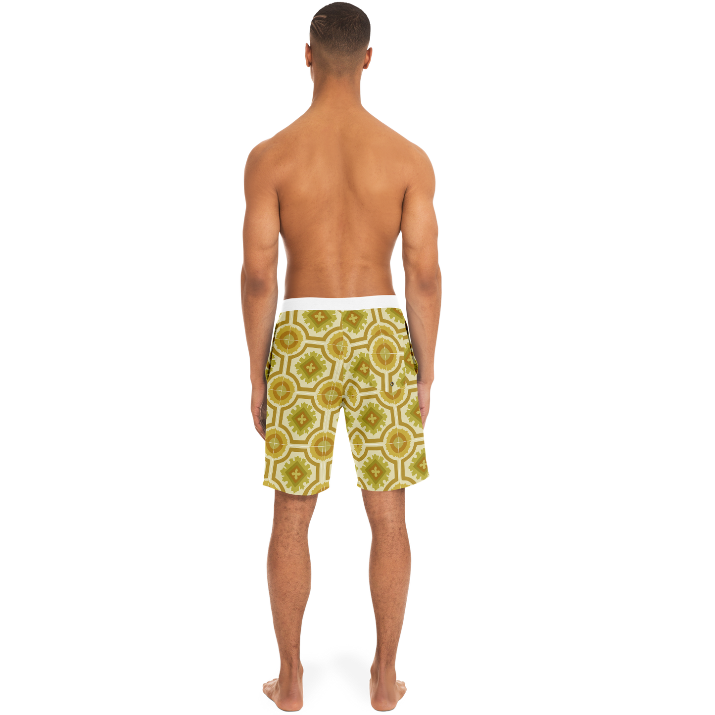 Gold Retro Pattern Board Shorts