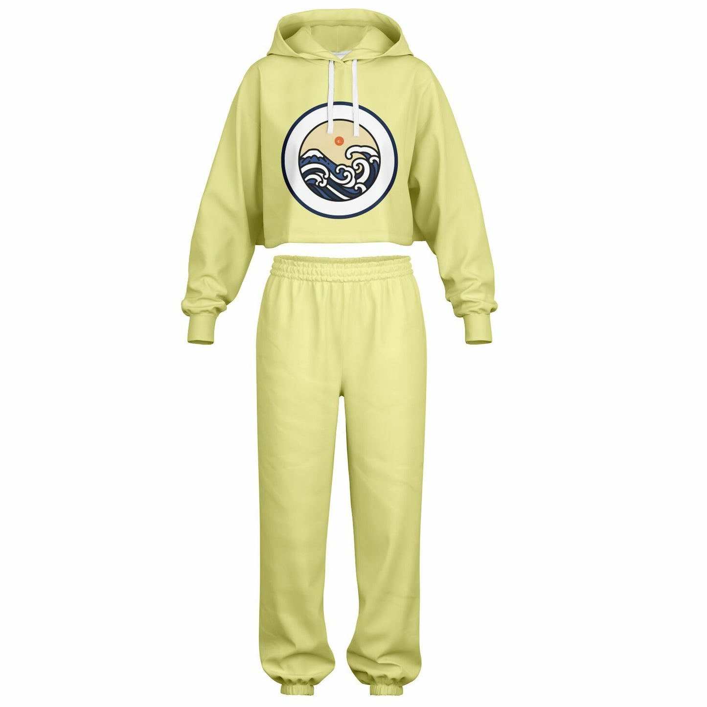 SET: Seashell Yellow Crop Hoodie and Sweatpants